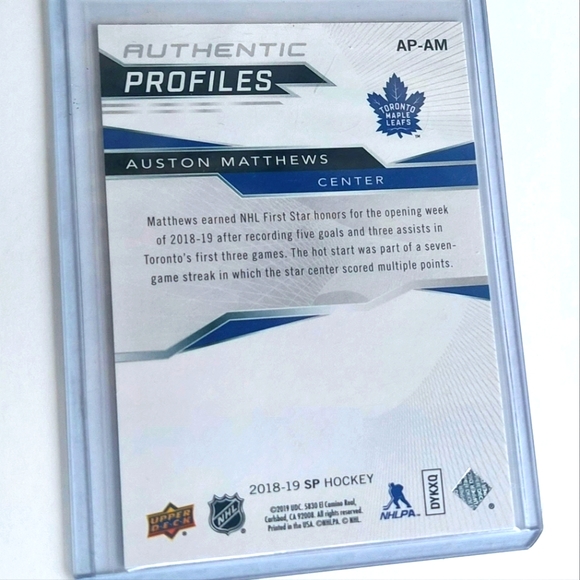 Auston Matthews Toronto Maple Leafs Authentic Profiles 2018/2019 - Picture 2 of 2
